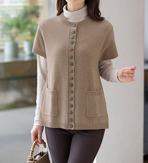 ルフラン（ルフラン）の「ウール１００％ニットベスト（ベスト）」｜ベージュ