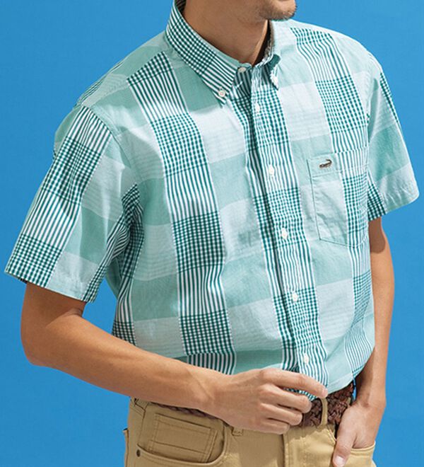 「＜クロコダイル＞チェック柄半袖シャツ（メンズシャツ）」｜詳細画像