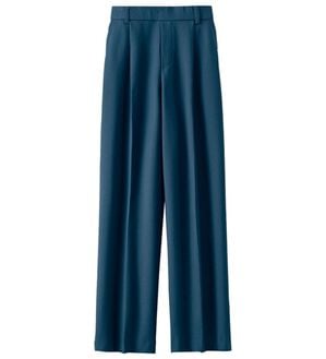 BELLUNA（ベルーナ）の「リネンタッチ美脚タックワイドパンツ（フルレングスパンツ）」｜ネイビー