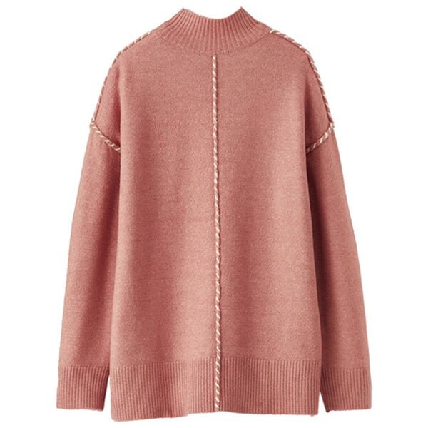 BELLUNA（ベルーナ）の「配色ステッチハイネックプルオーバー（ニット・セーター）」｜詳細画像