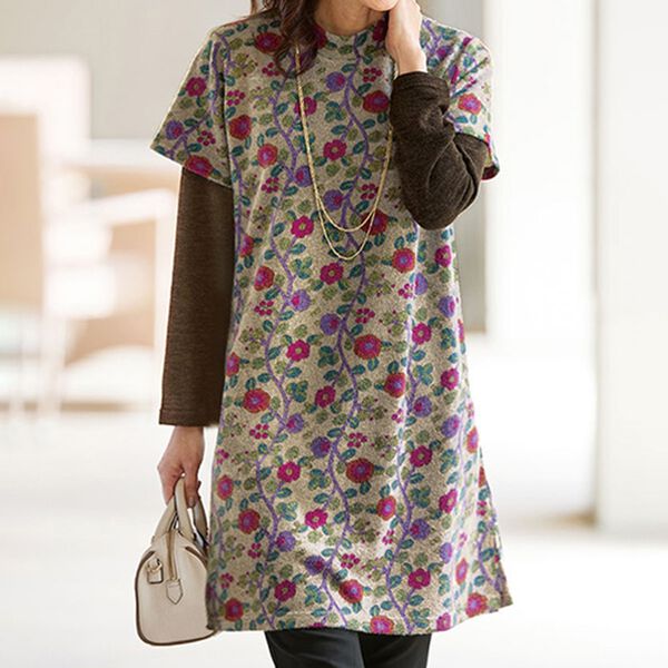 花柄プリントベストチュニックアンサンブル - ベルーナ【公式】