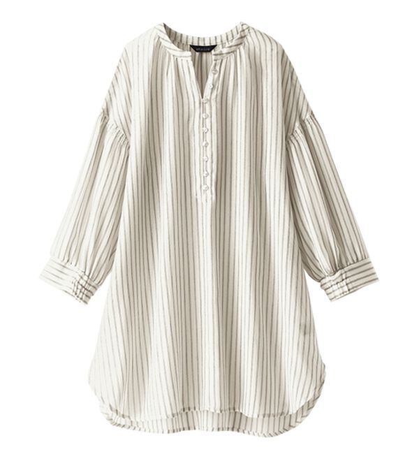 BELLUNA（ベルーナ）の「シャリ感シアー素材多ボタンチュニック（チュニック）」｜詳細画像