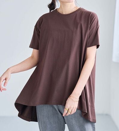 RANAN（ラナン）の「＜ＢＣ＞綿１００％ひんやりフレアーシルエットチュニック（カットソー）」