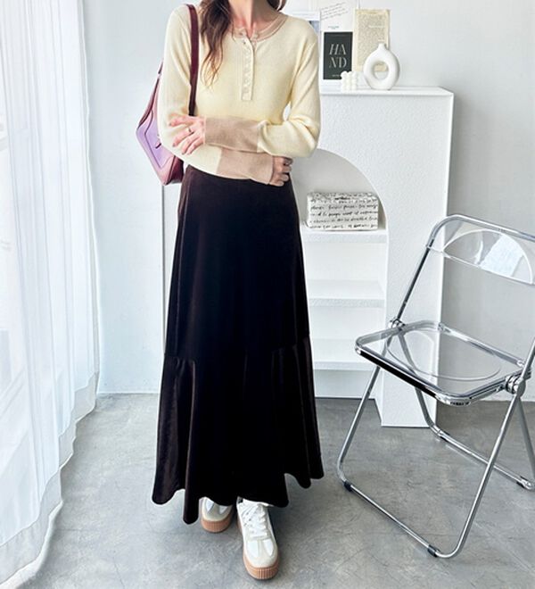 GeeRA（ジーラ）の「レイヤード風ヘンリーネックリブニットトップス（ニット・セーター）」｜詳細画像