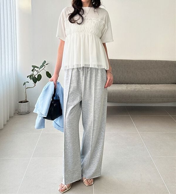 GeeRA（ジーラ）の「とろみイージーワイドピンタックパンツ（フルレングスパンツ）」｜詳細画像