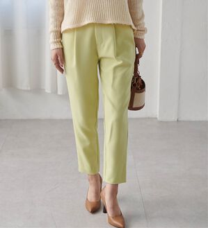 RANAN（ラナン）の「美脚シルエットクロップドパンツ（フルレングスパンツ）」｜ライムイエロー