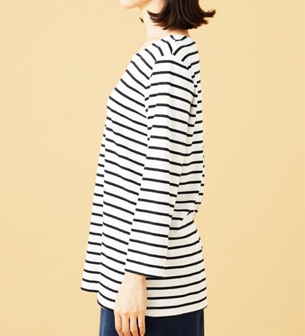 BELLUNA（ベルーナ）の「柔らかポンチ素材ボーダープルオーバー（カットソー）」｜詳細画像