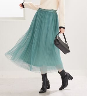 BELLUNA（ベルーナ）の「チュール素材プリーツスカート（ロングスカート）」｜詳細画像