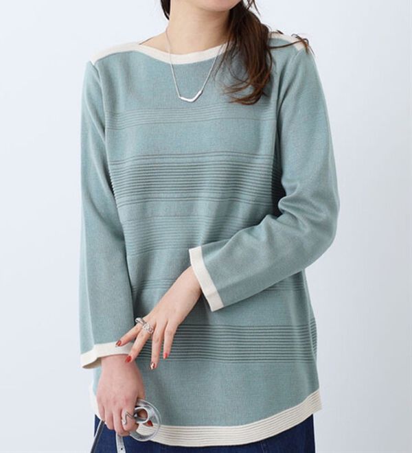 BELLUNA（ベルーナ）の「ミラノリブ配色ニットプルオーバー（ニット・セーター）」｜詳細画像