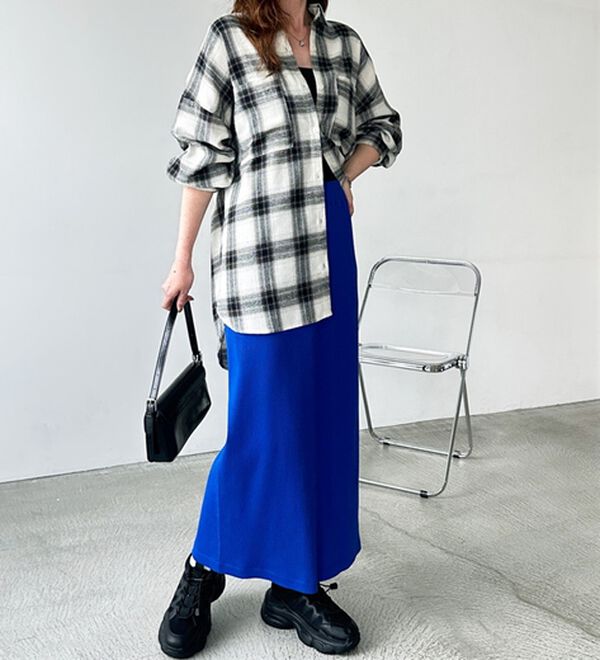 GeeRA（ジーラ）の「【着回し力◎】楽ちんすっきり見え！リブロングスカート（ロングスカート）」｜詳細画像