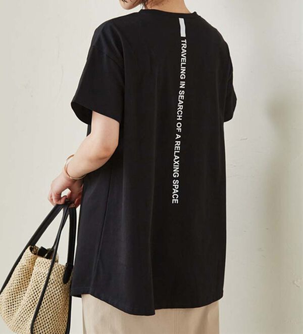 RANAN（ラナン）の「【接触冷感】ロゴプリントチュニックTシャツ（Tシャツ）」｜詳細画像