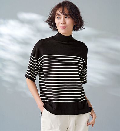 BELLUNA（ベルーナ）の「【選べるデザイン】Ｔシャツが苦手な方に！ひんやり綿混ニットＴ（ニット・セーター）」