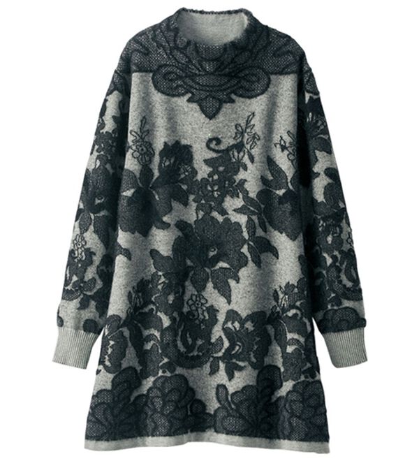 BELLUNA（ベルーナ）の「レース柄ジャカードニットチュニック（チュニック）」｜詳細画像