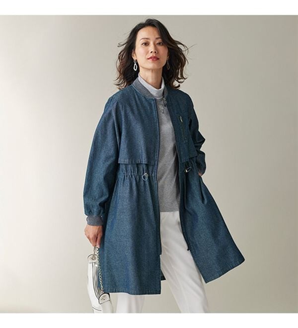 BELLUNA（ベルーナ）の「デニム素材中わたベスト付重ねデザインコート（ロングコート）」｜詳細画像