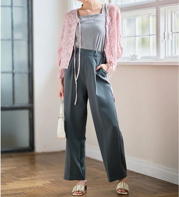 RANAN（ラナン）の「【選べる２丈】機能付！美脚シルエットセンタープレスワイドパンツ（フルレングスパンツ）」｜詳細画像