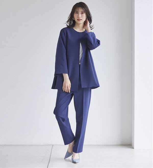 RANAN（ラナン）の「＜２点セット＞洗える！ゆるっとジャケット今どきパンツスーツ（パンツスーツ）」｜ネイビー