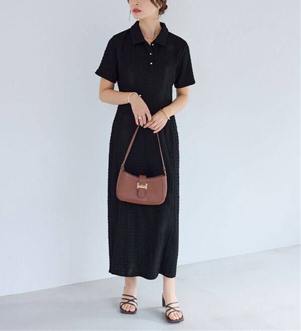 alotta（アロッタ）の「ゴールドボタンポロワンピース（カットソーワンピース）」｜詳細画像