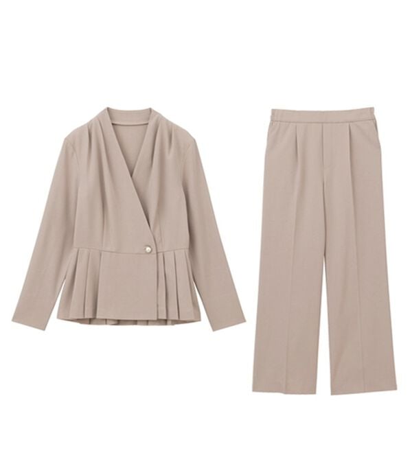 GeeRA（ジーラ）の「【２点セット】パールボタンペプラムプリーツブラウスセットアップ（その他スーツ）」｜詳細画像