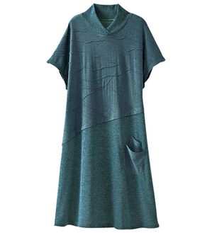 BELLUNA（ベルーナ）の「タックジャカード素材切替チュニック（チュニック）」｜杢ターコイズ