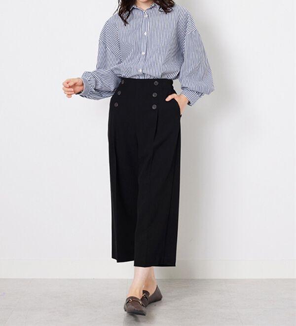 BELLUNA（ベルーナ）の「ストレッチ素材ボタン使いワイドパンツ（その他パンツ）」｜詳細画像