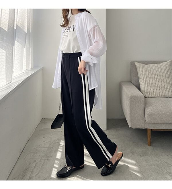 GeeRA（ジーラ）の「サイドラインハイウエストパンツ（フルレングスパンツ）」｜詳細画像