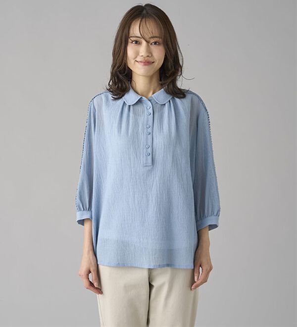 BELLUNA（ベルーナ）の「暑い夏に着たい！涼やか綿１００％ブラウス（ブラウス）」｜詳細画像