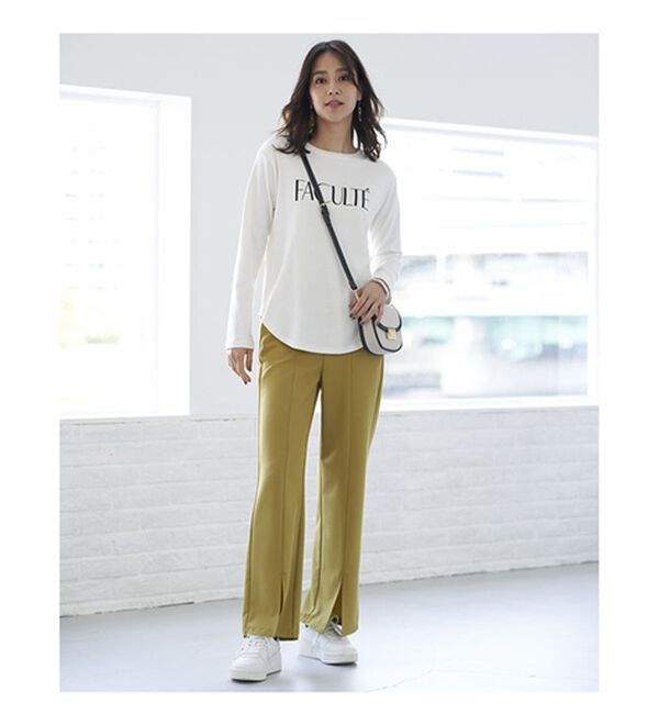 BELLUNA（ベルーナ）の「錯覚美脚！裾スリットセミワイドパンツ（フルレングスパンツ）」｜詳細画像