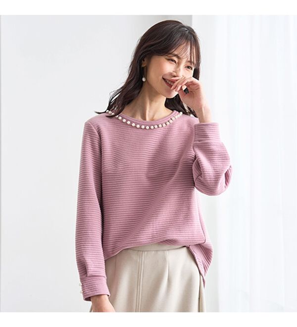 BELLUNA（ベルーナ）の「パール使いふくれジャカードプルオーバー（カットソー）」｜詳細画像