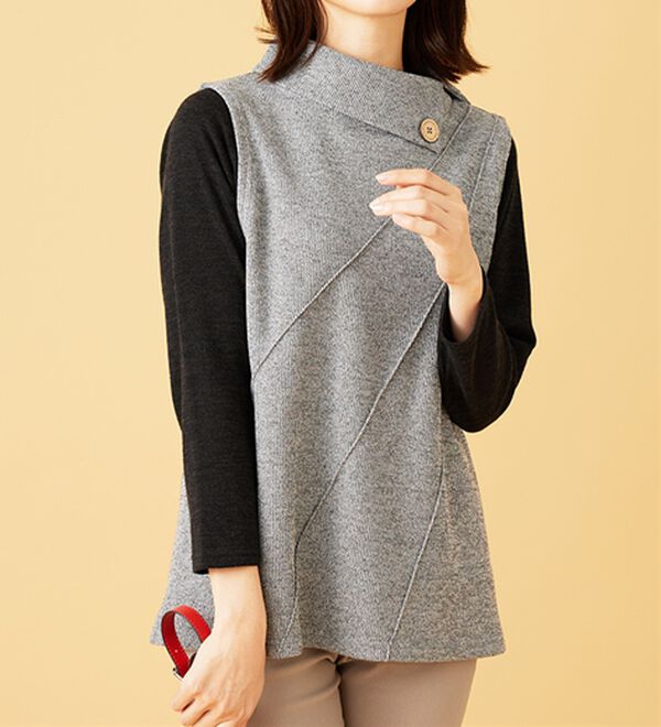 BELLUNA（ベルーナ）の「【2点セット】裏起毛素材衿デザインアンサンブル（アンサンブル）」｜詳細画像