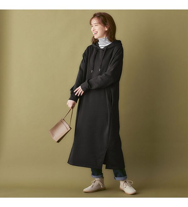 Viola e Viola（ヴィオラ エ ヴィオラ）の「【蓄熱保温】裏ファーマキシ丈ゆるパーカーワンピース（その他ワンピース）」｜詳細画像