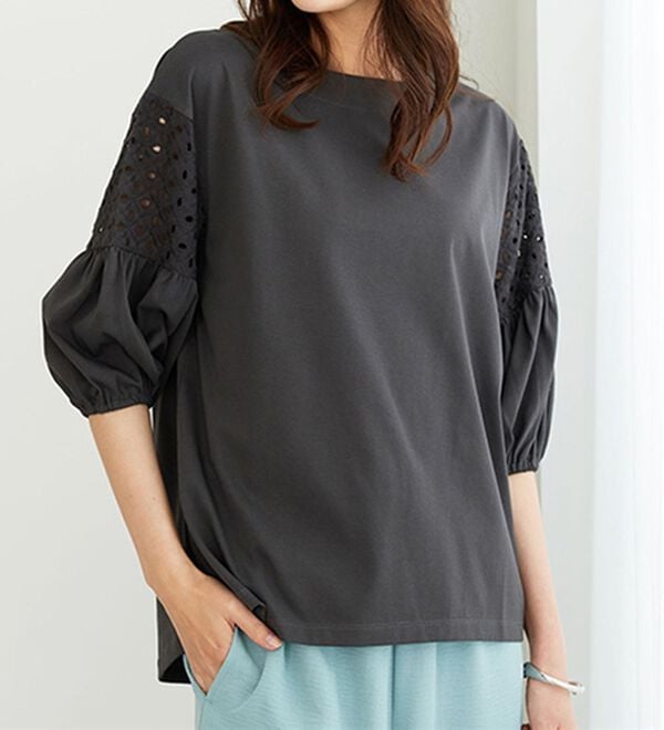 BELLUNA（ベルーナ）の「ボリューム袖レース切替プルオーバー（カットソー）」｜詳細画像