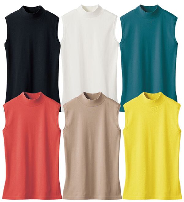 LAVIENNE（ラヴィエンヌ）の「【医師オススメ】ＵＶカット綿１００％スリーブレスハイネックプルオーバー＜カラフルコットン＞（肌着・インナーウェア）」｜6色組