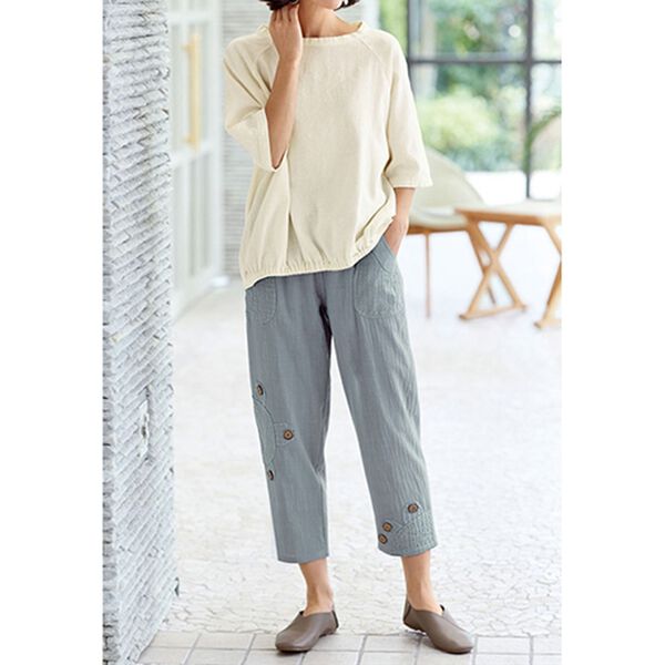 BELLUNA（ベルーナ）の「【３本組】ひまわりモチーフ刺しゅうのゆったりパンツ（その他パンツ）」｜詳細画像