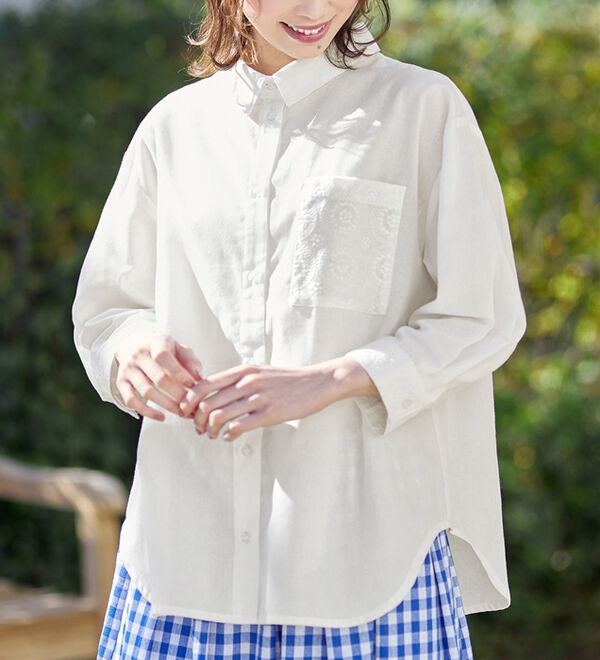 Viola e Viola（ヴィオラ エ ヴィオラ）の「部分刺しゅう使いシャツチュニック（チュニック）」｜詳細画像