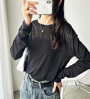 GeeRA（ジーラ）の「着回し自在！スラブシアートップス（カットソー）」｜ブラック