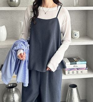 GeeRA（ジーラ）の「セットアップ風キャミソールサロペット（オールインワン）」｜ネイビーデニム調