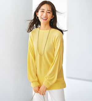 BELLUNA（ベルーナ）の「ふんわりカシミヤタッチニットプルオーバー（ニット・セーター）」｜レモンイエロー