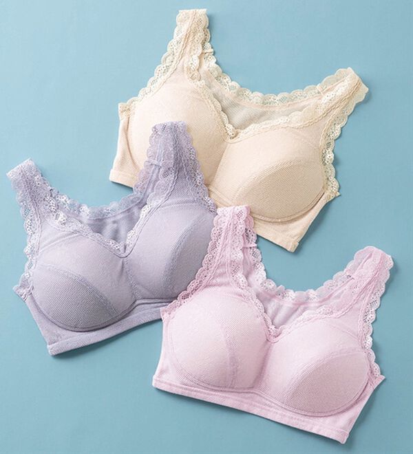 「【３色組】快適メッシュ　綿混リラックスブラ（ブラジャー）」｜詳細画像