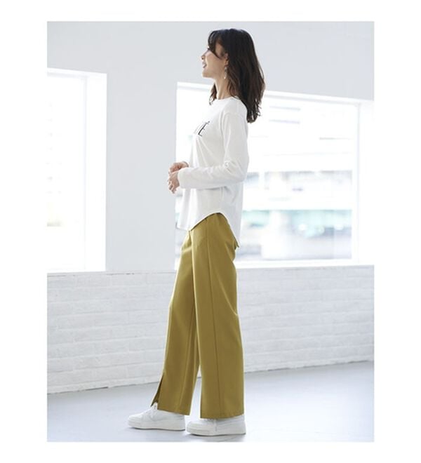 BELLUNA（ベルーナ）の「錯覚美脚！裾スリットセミワイドパンツ（フルレングスパンツ）」｜詳細画像