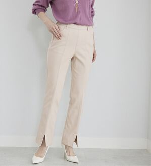 BELLUNA（ベルーナ）の「裏起毛かの子素材裾スリット美脚パンツ（フルレングスパンツ）」｜ライトベージュ