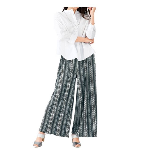 「【２本組】スラリ細見え！涼やか楊柳ボトム（パジャマ・ルームウェア）」｜詳細画像