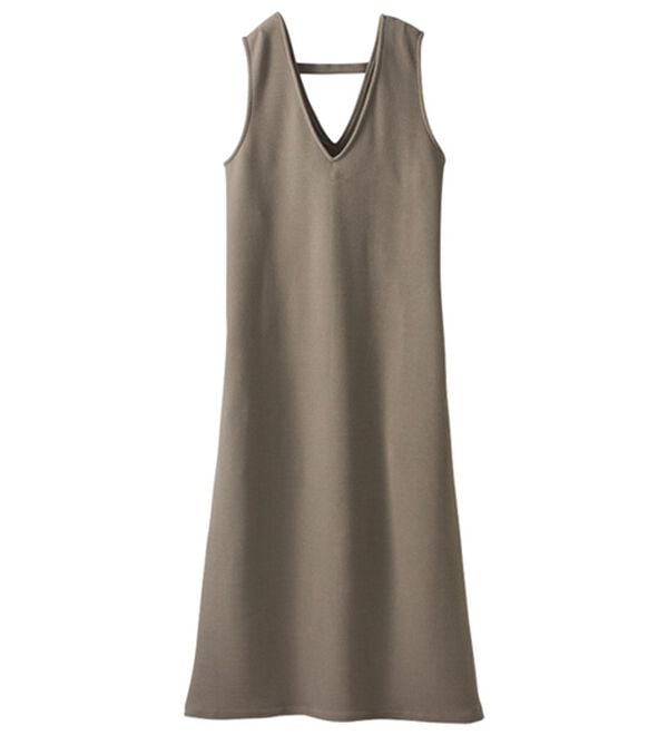 BELLUNA（ベルーナ）の「シュッと体型カバー！－３ｋｇ見えポコポコエンボス素材ジャンパースカート（ジャンパースカート）」｜グレージュ