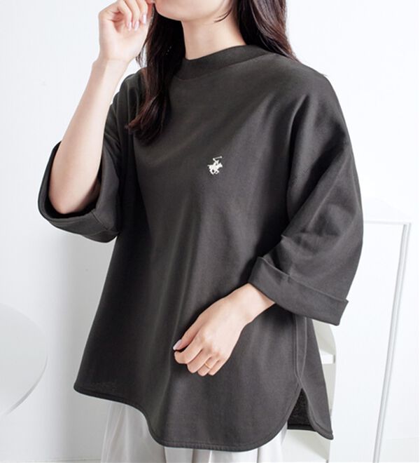Viola e Viola（ヴィオラ エ ヴィオラ）の「【ビバリーヒルズポロクラブ】ミニ裏毛ロールアップワイドTシャツ（Tシャツ）」｜インクブラック