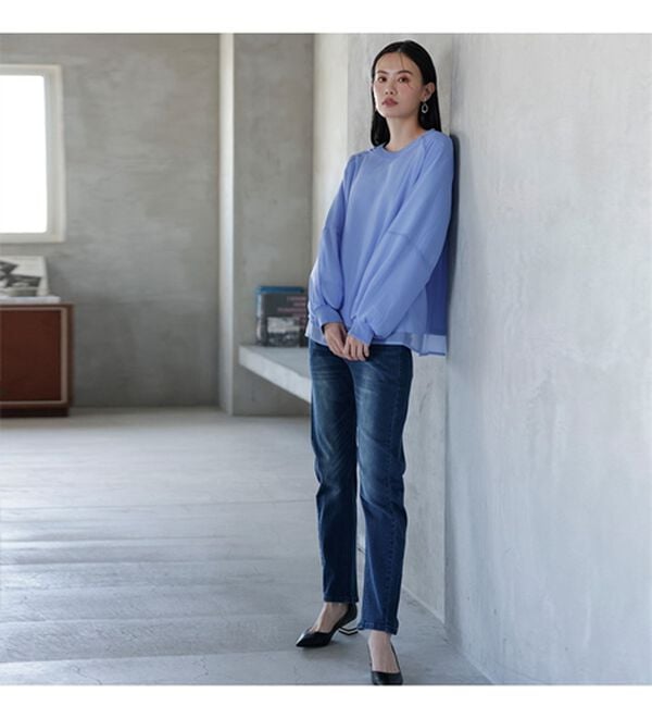 RANAN（ラナン）の「裏起毛シアー素材レイヤードスウェット（カットソー）」｜詳細画像