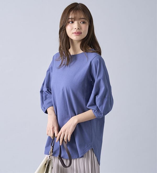 BELLUNA（ベルーナ）の「強撚綿１００％袖デザインプルオーバー（カットソー）」｜詳細画像