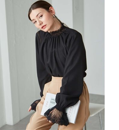 RANAN（ラナン）の「レースフリルプチハイネックブラウス（ブラウス）」