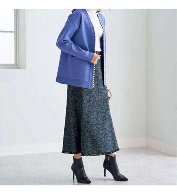 BELLUNA（ベルーナ）の「ツイード調素材フリンジ使いセットアップ（スカートスーツ）」｜詳細画像