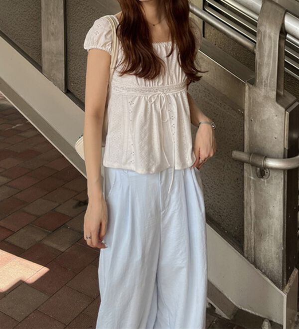 GeeRA（ジーラ）の「ハイウエストスラックスパンツ（ワイドパンツ・ガウチョ）」｜詳細画像