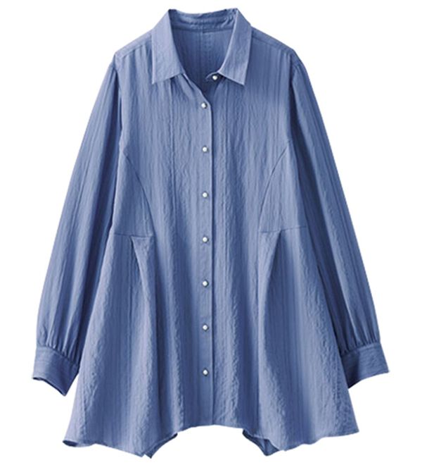 BELLUNA（ベルーナ）の「ドビーストライプ素材タック使いチュニック（チュニック）」｜詳細画像