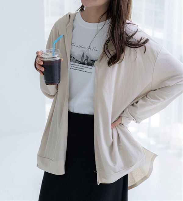 BELLUNA（ベルーナ）の「【接触冷感】絶対に焼けたくない！後プリーツＵＶパーカー（パーカー）」｜詳細画像